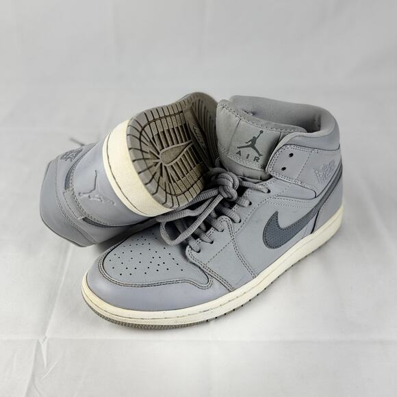 Nike Air Jordan 1 Mid Wolf Grey Men’s Size 8.5 Basketball Shoes Retro‎ OG - Picture 1 of 16